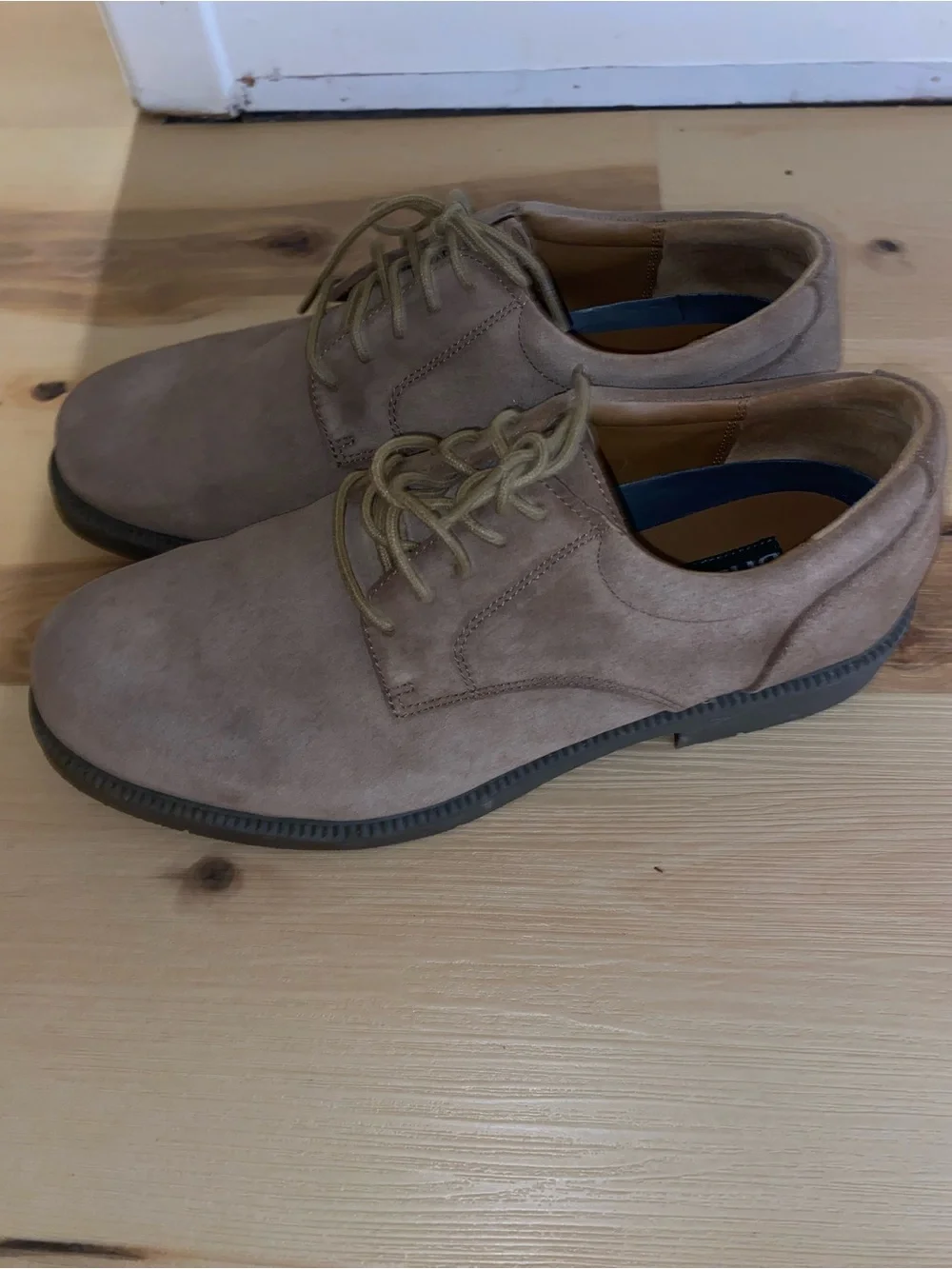 Suede / nubuck brown plain toe Oxford dress shoes
